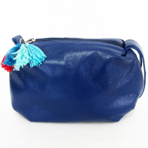 NECESSAIRE EM COURO NATURAL AZUL