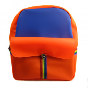 Mochila de silicone laranja e azul Maria Adna