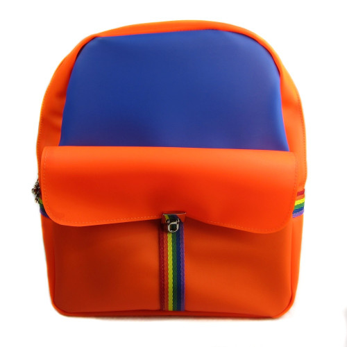 Mochila de silicone laranja e azul Maria Adna