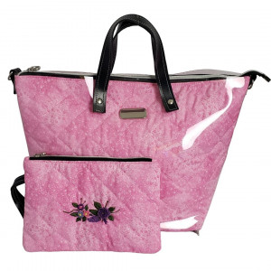 Bolsa de mão em tecido rosa Maria Adna