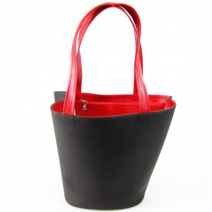 Bolsa Sacola em Material sintético preto e vermelho Maria Adna