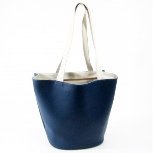 Bolsa Sacola em Material Sintético azul e branco Maria Adna