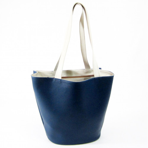 Bolsa Sacola em Material Sintético azul e branco Maria Adna