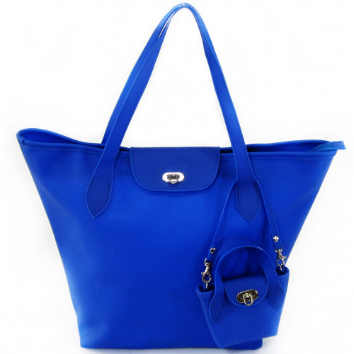 Bolsa Tiracolo/Mão em Silicone Azul Maria Adna