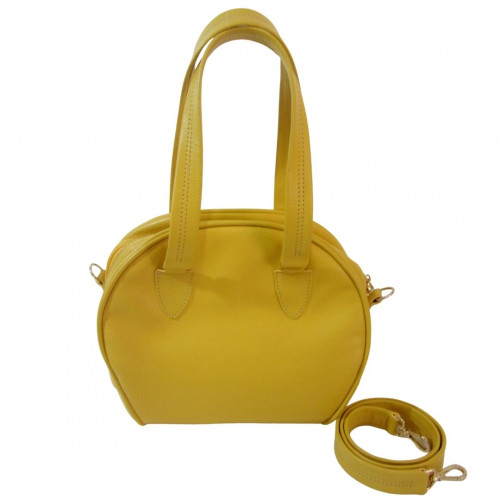 Bolsa Tiracolo/Mão em Couro legítimo amarelo Maria Adna 