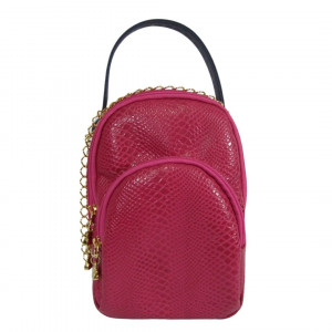 Bolsa transversal oval em couro rosa Maria Adna