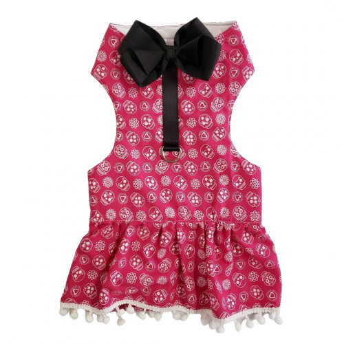 Vestido Maria Adna para Cães caveirinhas rosa Tamanho M