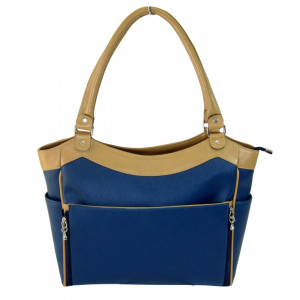 Bolsa satchel azul em material sintético Maria Adna