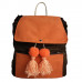 Mochila saco em Nylon marrom e laranja Maria Adna