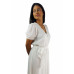 Vestido longo branco com botões Maria Adna